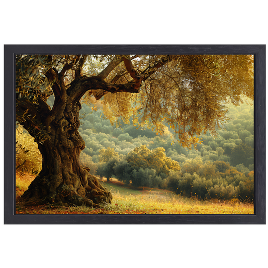 Impressionistische boom in bos canvas met baklijst