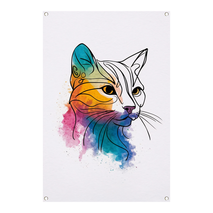 Kleurrijke aquarel kat in moderne stijl tuinposter