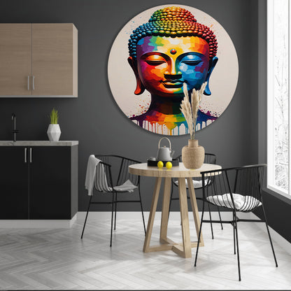 Colorful Serenity: A Modern Buddha Portrait forex muurcirkel