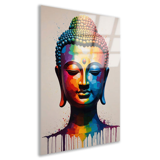 Colorful Serenity: A Modern Buddha Portrait Acrylglas