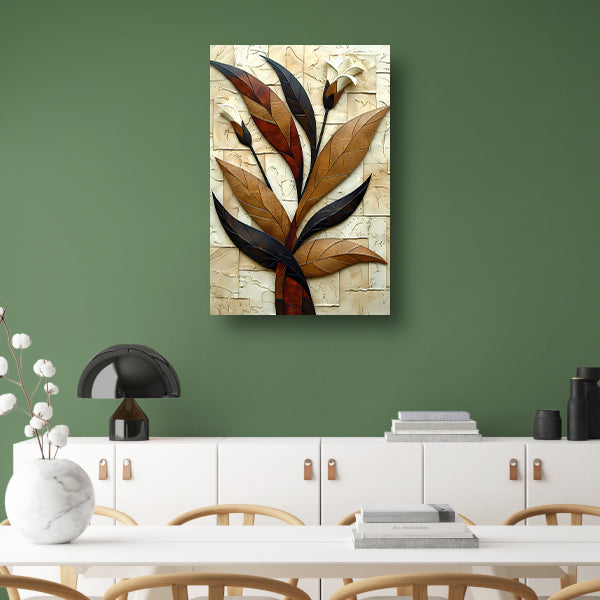 Driedimensionale bloemenkunst in reliëf canvas met baklijst