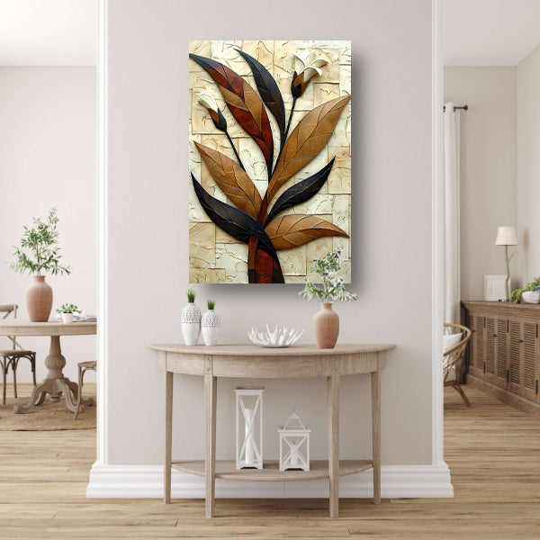 Driedimensionale bloemenkunst in reliëf canvas met baklijst
