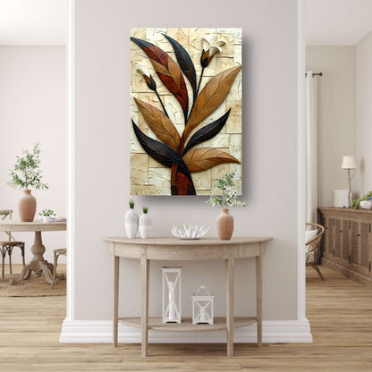 Driedimensionale bloemenkunst in reliëf canvas met baklijst