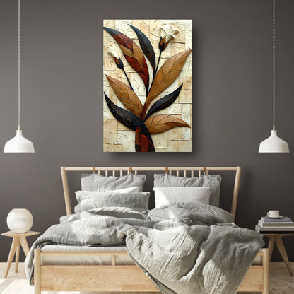 Driedimensionale bloemenkunst in reliëf canvas met baklijst