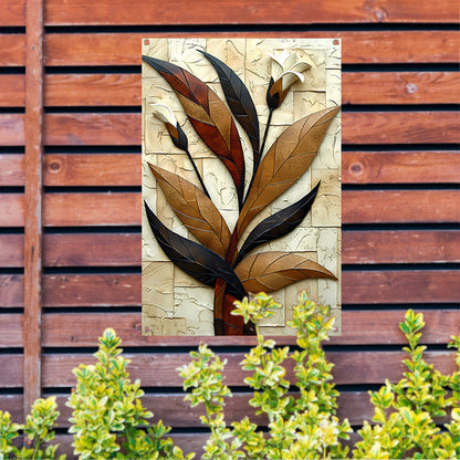 Driedimensionale bloemenkunst in reliëf tuinposter