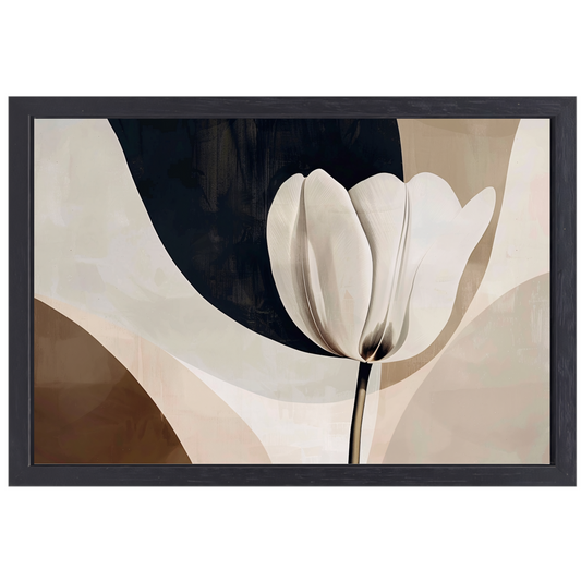 Abstracte Tulp in Monochrome Tinten canvas met baklijst
