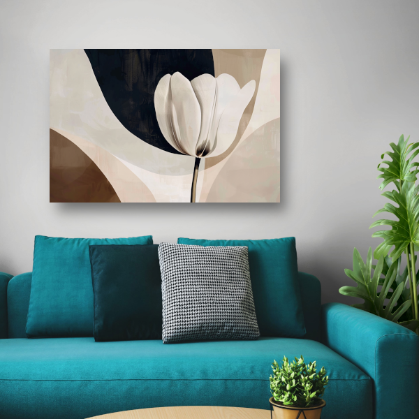 Abstracte Tulp in Monochrome Tinten canvas