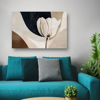 Abstracte Tulp in Monochrome Tinten canvas