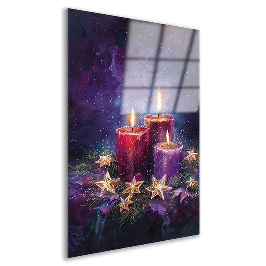Sfeervolle kaarsen in nachtelijke scène acrylglas