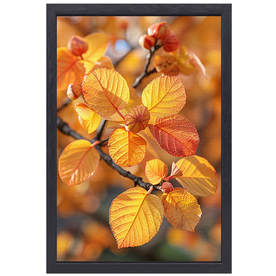 Herfstbladeren in Zonneschijn canvas met baklijst