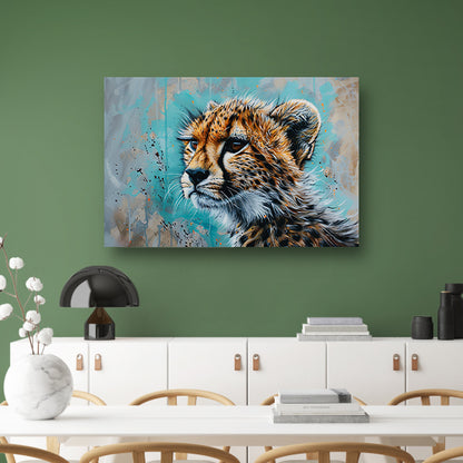 Dynamisch Pop Art schilderij van een cheetah acrylglas