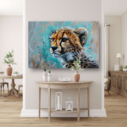 Dynamisch Pop Art schilderij van een cheetah poster
