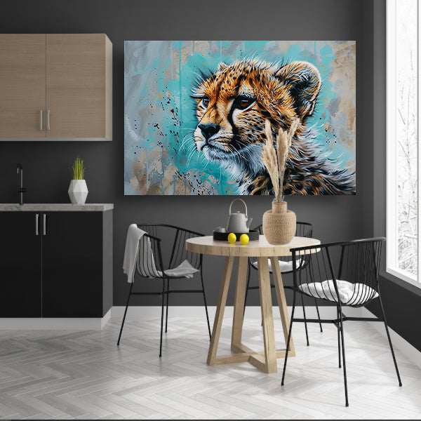 Dynamisch Pop Art schilderij van een cheetah acrylglas