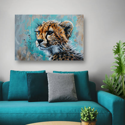 Dynamisch Pop Art schilderij van een cheetah acrylglas