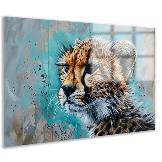 Dynamisch Pop Art schilderij van een cheetah acrylglas