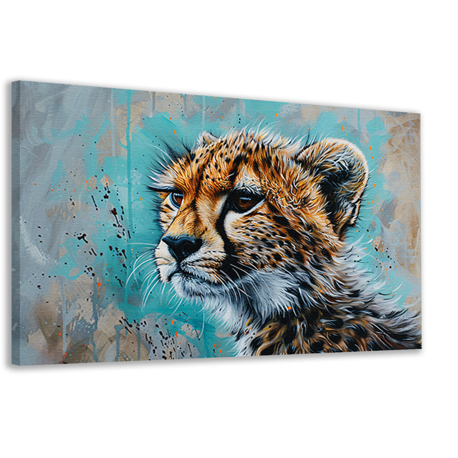 Dynamisch Pop Art schilderij van een cheetah canvas