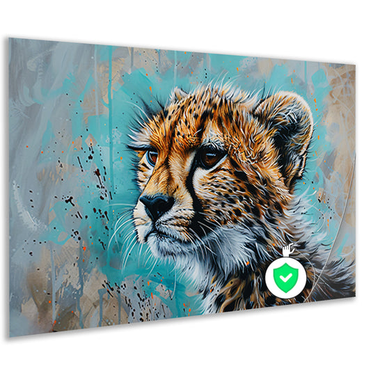 Dynamisch Pop Art schilderij van een cheetah poster