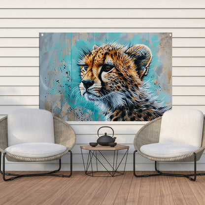 Dynamisch Pop Art schilderij van een cheetah tuinposter