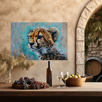 Dynamisch Pop Art schilderij van een cheetah tuinposter