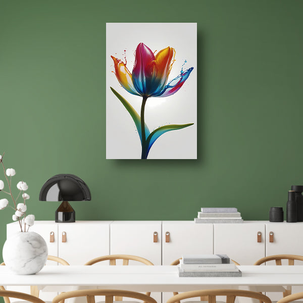 Kleurrijke Tulp in Vloeibare Beweging canvas