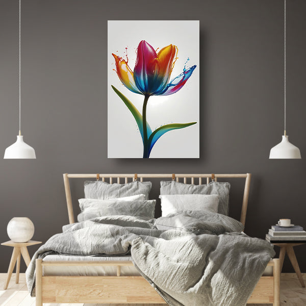 Kleurrijke Tulp in Vloeibare Beweging canvas