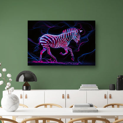 Fluorescerende zebra in neonkleuren kunstwerk acrylglas