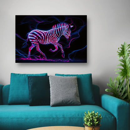 Fluorescerende zebra in neonkleuren kunstwerk acrylglas