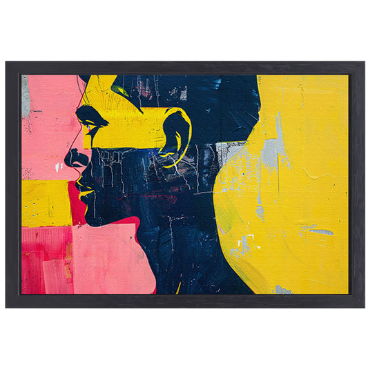 Kleurrijk abstract portret van een man canvas met baklijst