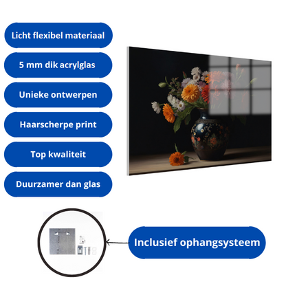 Nieuwsgierig kalf in verweerde schuur acrylglas