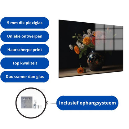 Slapende kat in bloemenrijke tuin acrylglas