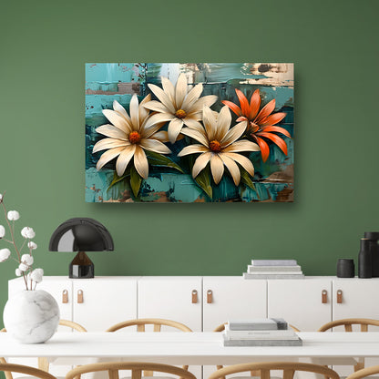 Abstracte bloemen met levendige kleuren canvas