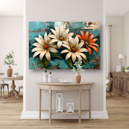 Abstracte bloemen met levendige kleuren canvas