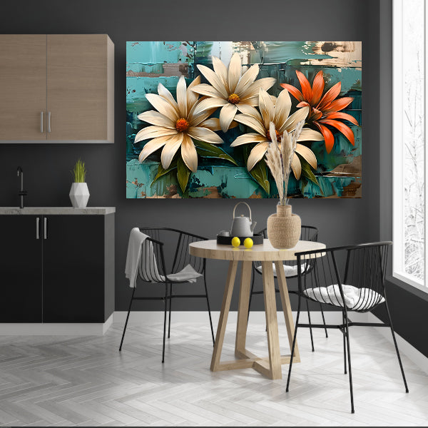 Abstracte bloemen met levendige kleuren canvas