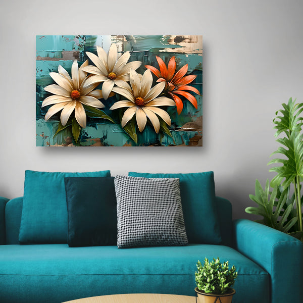 Abstracte bloemen met levendige kleuren canvas