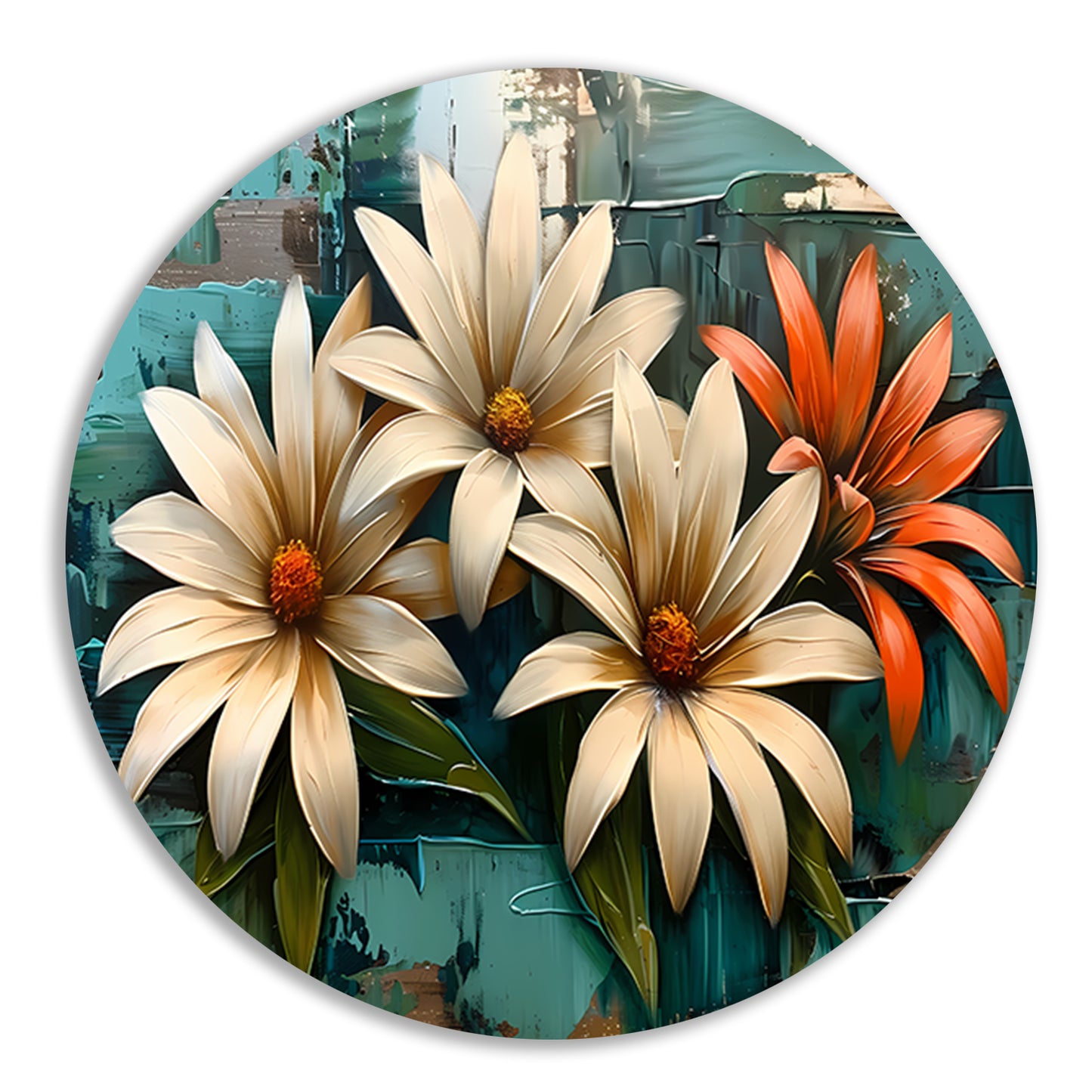 Abstracte bloemen met levendige kleuren forex muurcirkel