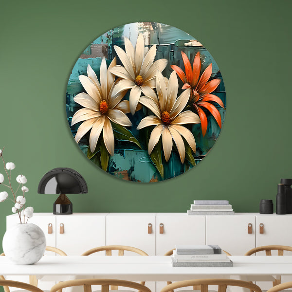 Abstracte bloemen met levendige kleuren forex muurcirkel
