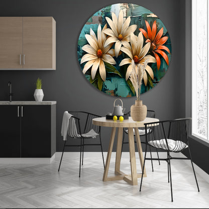 Abstracte bloemen met levendige kleuren forex muurcirkel