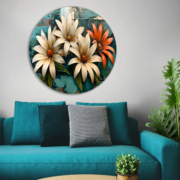 Abstracte bloemen met levendige kleuren forex muurcirkel