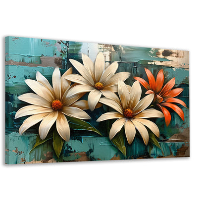 Abstracte bloemen met levendige kleuren canvas