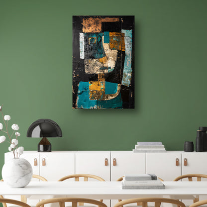 Abstract expressief portret in dynamische kleuren poster
