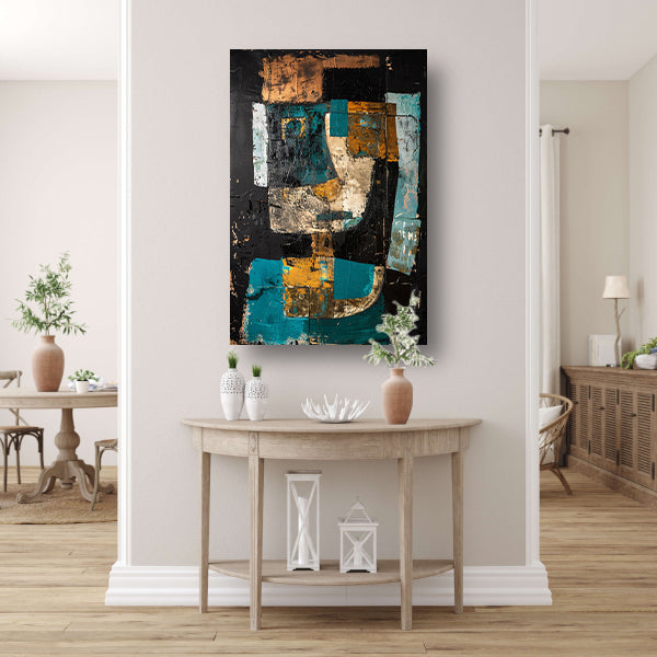 Abstract expressief portret in dynamische kleuren poster