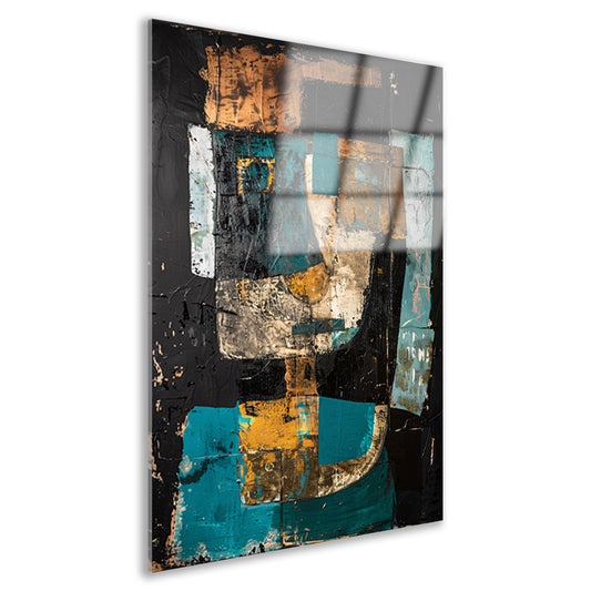 Abstract expressief portret in dynamische kleuren acrylglas