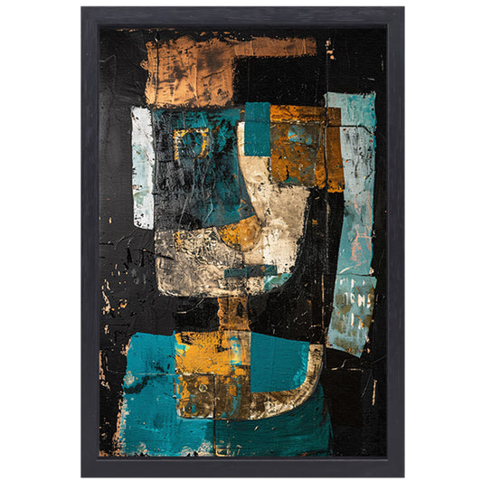 Abstract expressief portret in dynamische kleuren canvas met baklijst