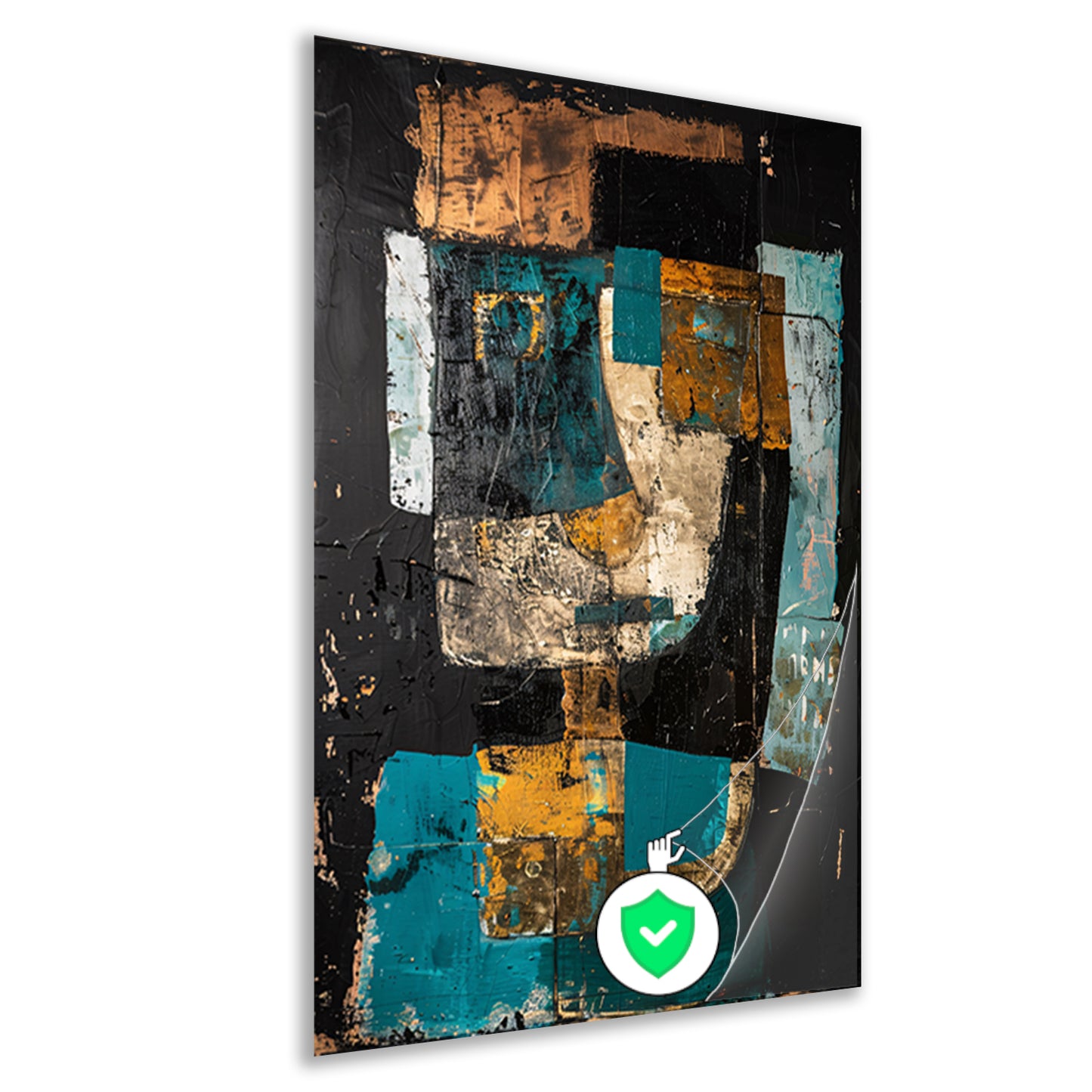 Abstract expressief portret in dynamische kleuren poster