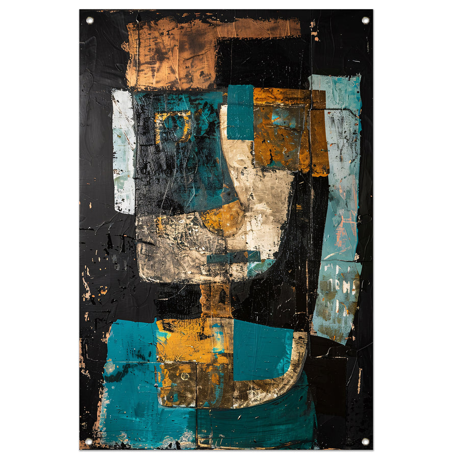 Abstract expressief portret in dynamische kleuren tuinposter
