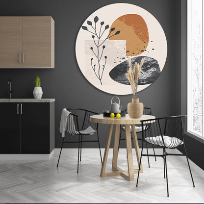 Abstract Kunst: Plant en Vormen aluminium muurcirkel