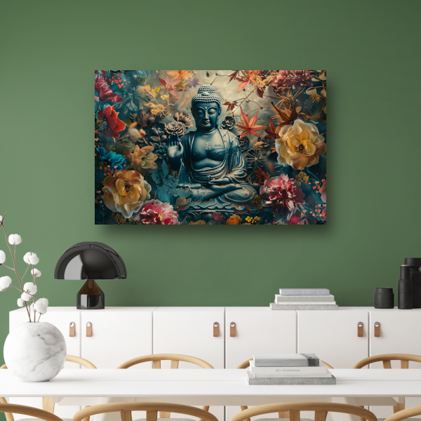 Mediterende Boeddha in Lotus canvas