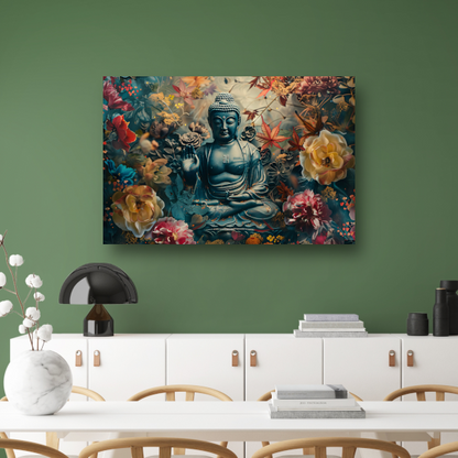 Mediterende Boeddha in Lotus canvas