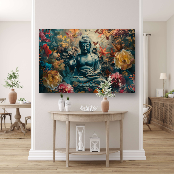 Mediterende Boeddha in Lotus canvas