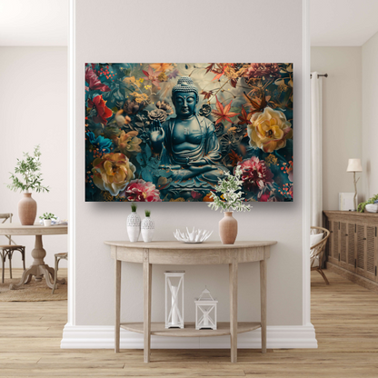 Mediterende Boeddha in Lotus canvas